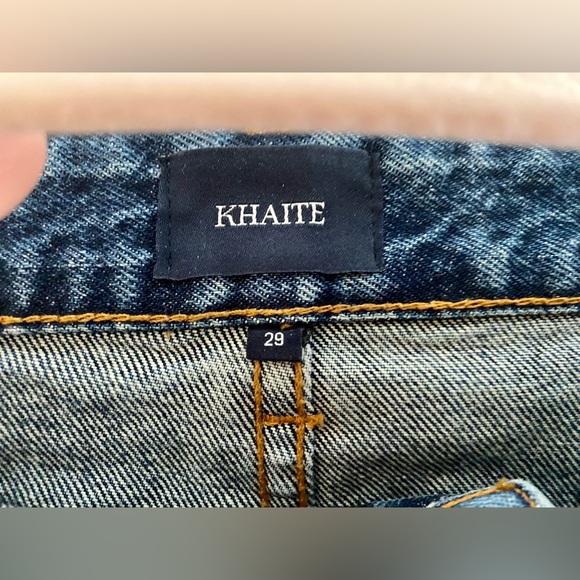 Size 29 KHAITE midi denim Charlene skirt, barely worn, zip fly, front slit - Picture 2 of 7